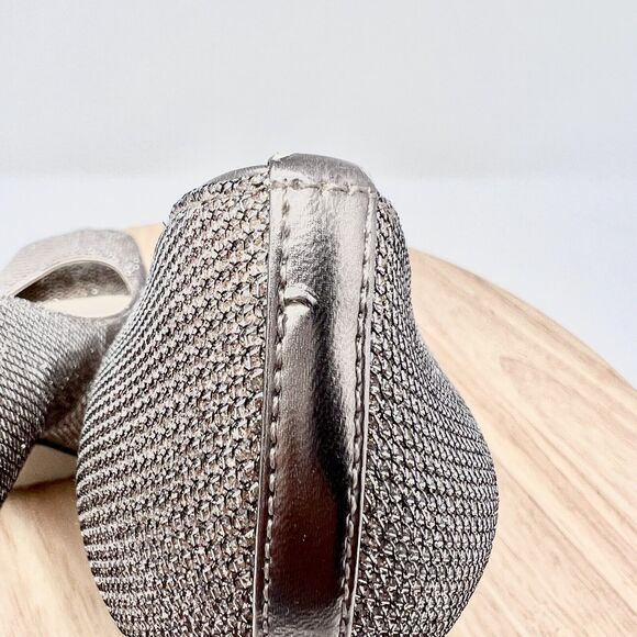 Enzo Angiolini Gold Glitter Peep Toe Platform Heels Demario Leather 9 M - Picture 5 of 16